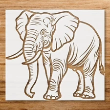 Elegant Elephant Standing Figure Stencil for Majestic Wildlife Decor - Stenci…