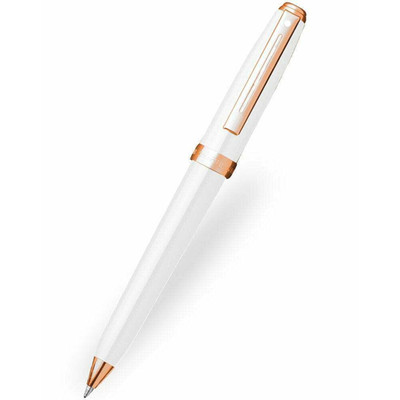Sheaffer Prelude Kugelschreiber glänzend weiß rosegoldrand schwarze Tinte Geschenkbox