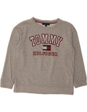 TOMMY HILFIGER Womens Graphic Sweatshirt Jumper UK 14 Medium Grey Cotton DU12