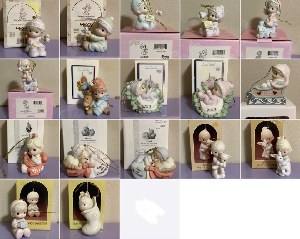 Precious Moments Baby's First Christmas Ornaments Undated, 2000-2018 Range