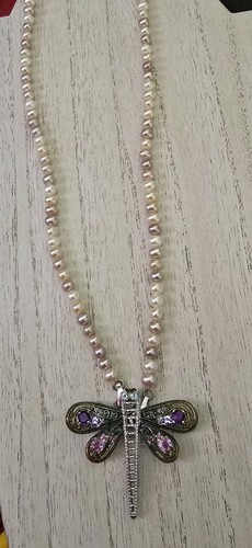 Gems En Vogue Michael valitutti Sterling silver Dragonfly pearl pendant necklace - Picture 7 of 23