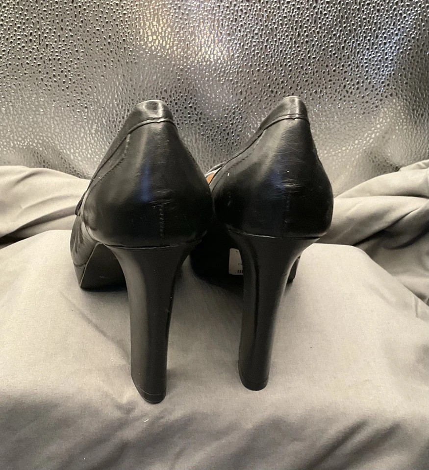 Nine West Negro Con Gamuza Azul Stiletto Tacón Bloque WN BADGET J 7M ~ Poco Uso Foto 4 de 4