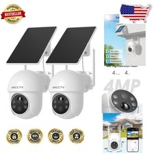 Solar Security Cameras 4MP 360  HD 2-Way Audio Dual Band WiFi 2 Pack
