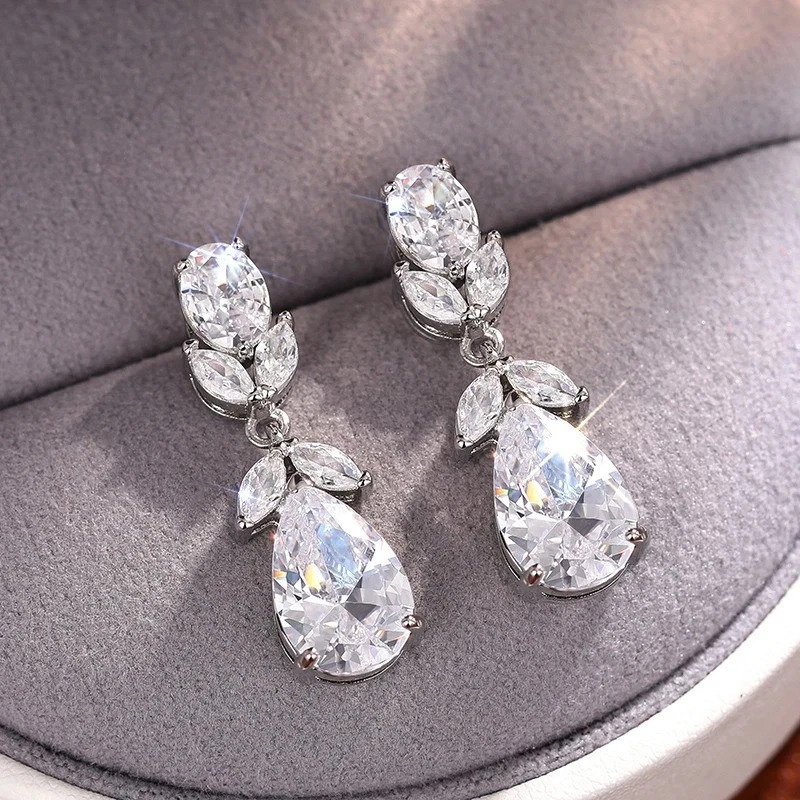 5 Ct Lab-Created Diamond 925 Sterling Silver Pear Drop Earrings for Women Gift - Image 3 of 4