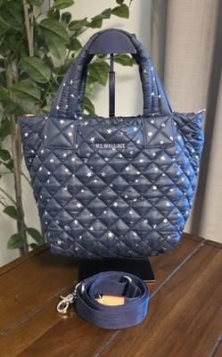 MZ Wallace Mini Metro Tote Deluxe Navy Star Print EUC