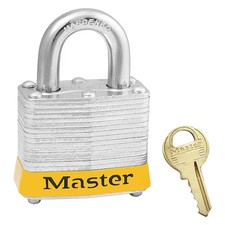 Master Lock 3Ylw Lockout Padlock, Keyed Different, Steel, Yellow, 3/4 In