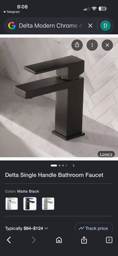 Delta Modern 567LF Matte Black Bathroom Faucet Single Hole w/Drain - Unit 3