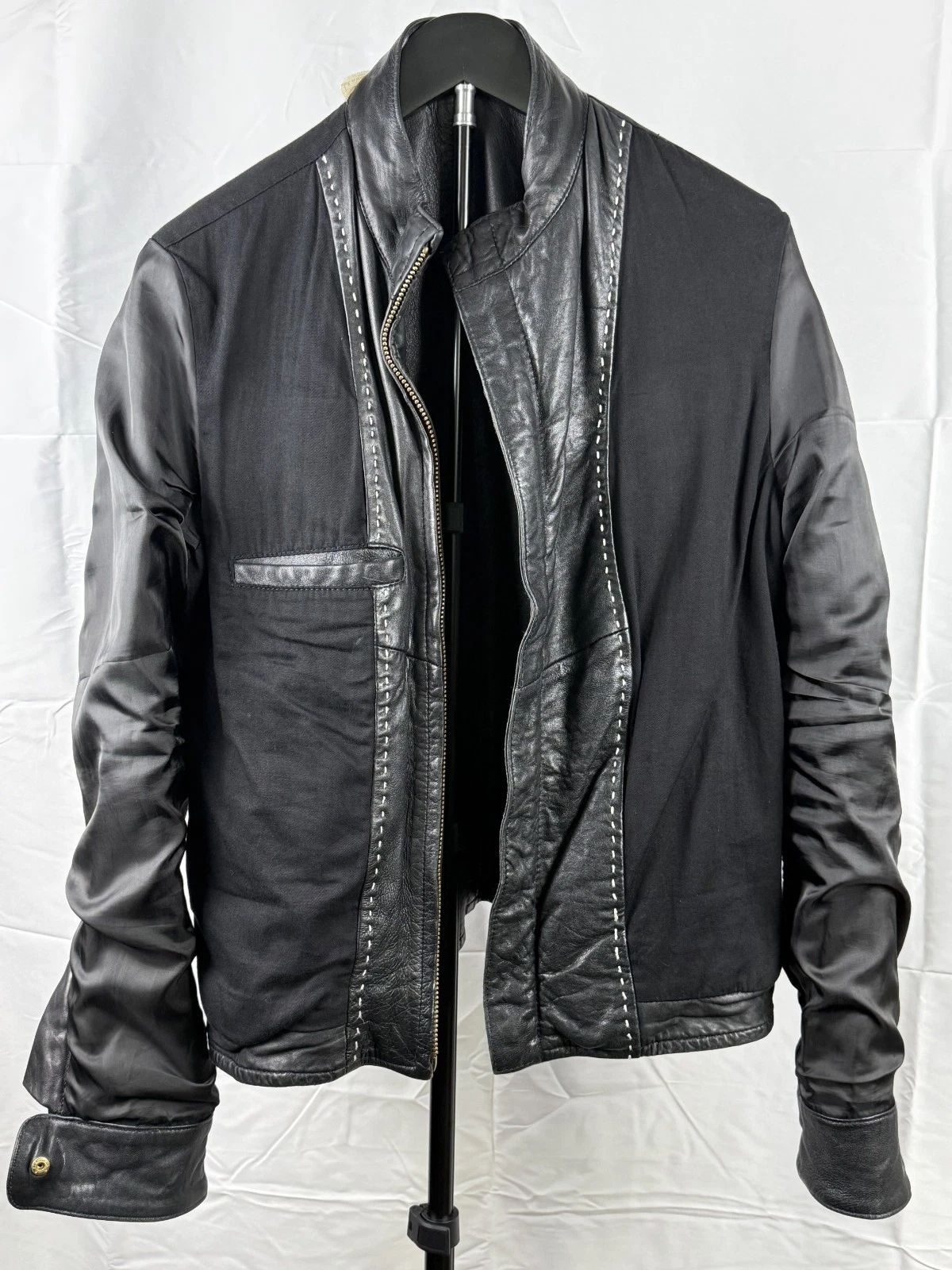 Levis Made and Crafted Black Sheepskin Leather Moto Jacket-Made in Italy Sml/Med - product detail image 5