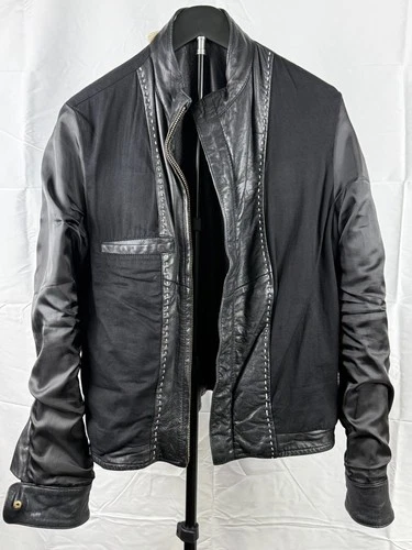 Levis Made and Crafted Black Sheepskin Leather Moto Jacket-Made in Italy Sml/Med image 5