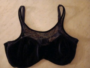 Victorias Secret Black Velvet & Mesh Underwire Bra 34C Unlined
