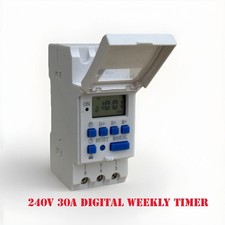 Digital LCD Programmable Weekly Timer 220V 30A Time Relay Switch Din Rail Mount