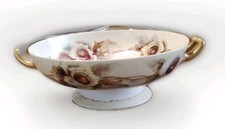 Haviland Limoges,France Hand Painted Porcelain Bowl Gold Handles