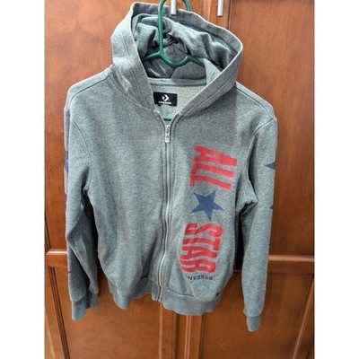 Kids Converse All Star Gray Zip Up Hoodie Cotton Polyester Blend Size Large