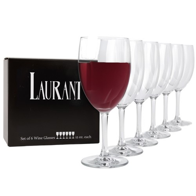 #ad LAURANT Unbreakable Clear Tritan Plastic Wine Glasses 12 oz. oz Set 6 BPA Free $33.23
