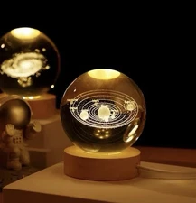 3D Crystal Ball Night Light with Stand, Milky Way Galaxy Glass Sphere Lamp