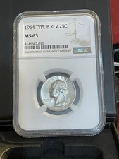 1964 Type B Reverse 25c NGC MS-63 Washington Quarter - $2 SHIPPING