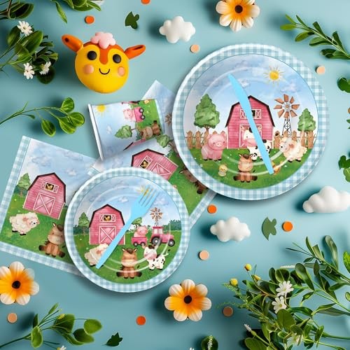 Farm Birthday Decorations Tableware - Farm Animal Baby Shower Party - Picture 6 of 8