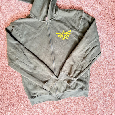 The Legend of Zelda Hoodie Adult XL Green Zip Cosplay Tri Force
