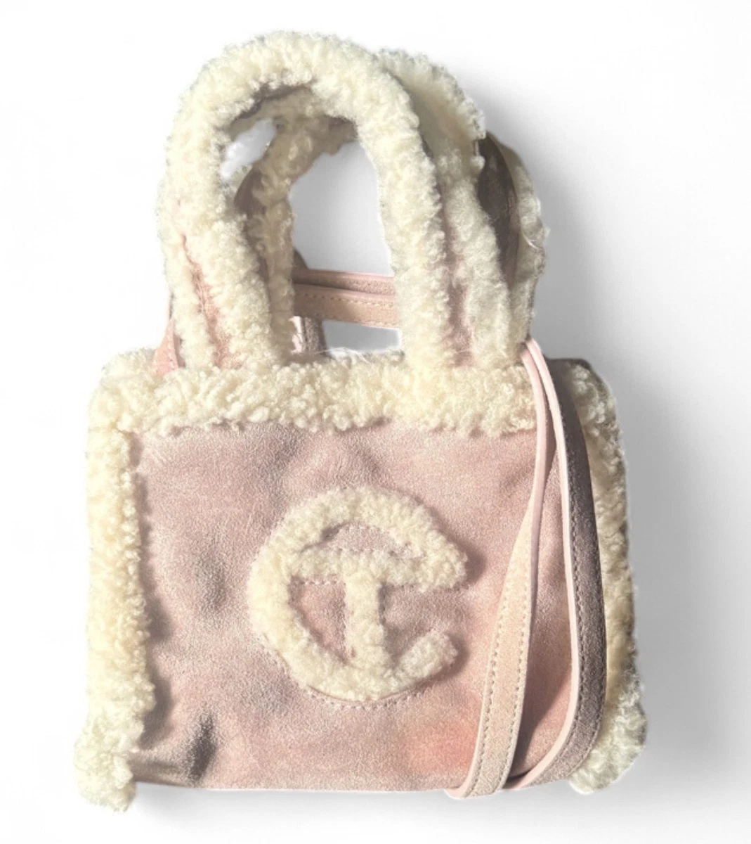 UGG Australia Mini Backpack Pink Suede Shearling Fur Trim Drawstring Bag Small UGG Drawstring Suede Exterior Bags & Handbags for Women for  main image 4