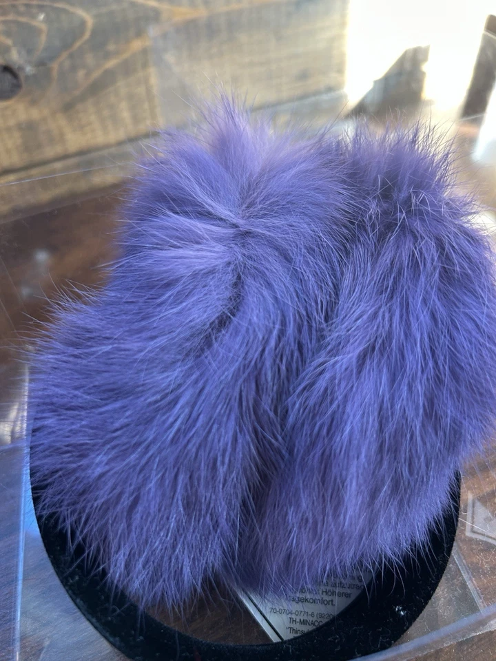 Dena New York Genuine Rabbit Fur Earmuffs. Purple / Burgundy. New. USA - Image 3 of 4