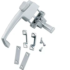 Aluminum Grey Push Button Door Latch for Screen & Storm Doors - No Lock Out