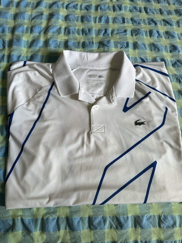 MEN'S LACOSTE SPORT X NOVAK DJOKOVIC PRINTED BREATHABLE POLO SHIRT WHITE, 7, XXL