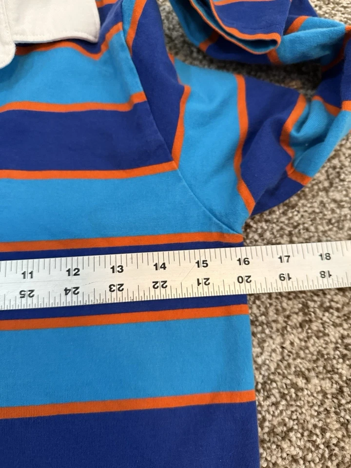Camisa de Rugby Hanna Andersson Talla 130 Niño Talla 8 Azul Naranja Rayas Manga Larga Foto 4 de 4