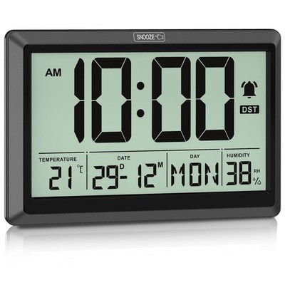 XREXS 10,4 Zoll Digitale Wanduhr, batteriebetrieben L, schwarz