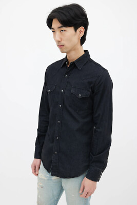 Saint Laurent Western Shirt in Black Denim - Small, Medium & Large