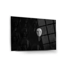 White Mask Glass Wall Art, Easy Installation, Fade Proof  Wall Decor, Home Decor