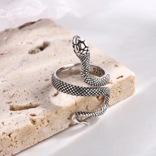 Sleek Serpent Delight: Handcrafted 925 Sterling Silver Snake Ring