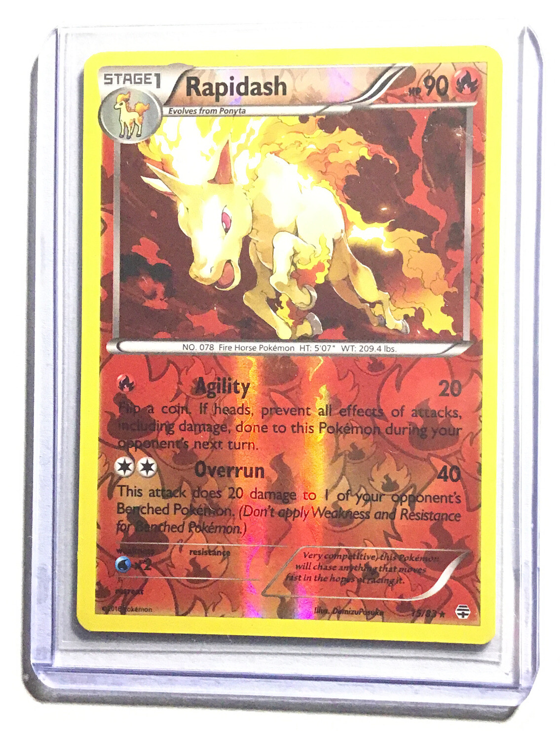 RAPIDASH - 15/83 - XY GENERATIONS - Reverse Holo - Pokemon Card - NM