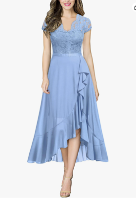 Miusol Women's V Neck Elegant Lace Ruffle Bridesmaid Maxi Dress (Blue, XL)  | eBay