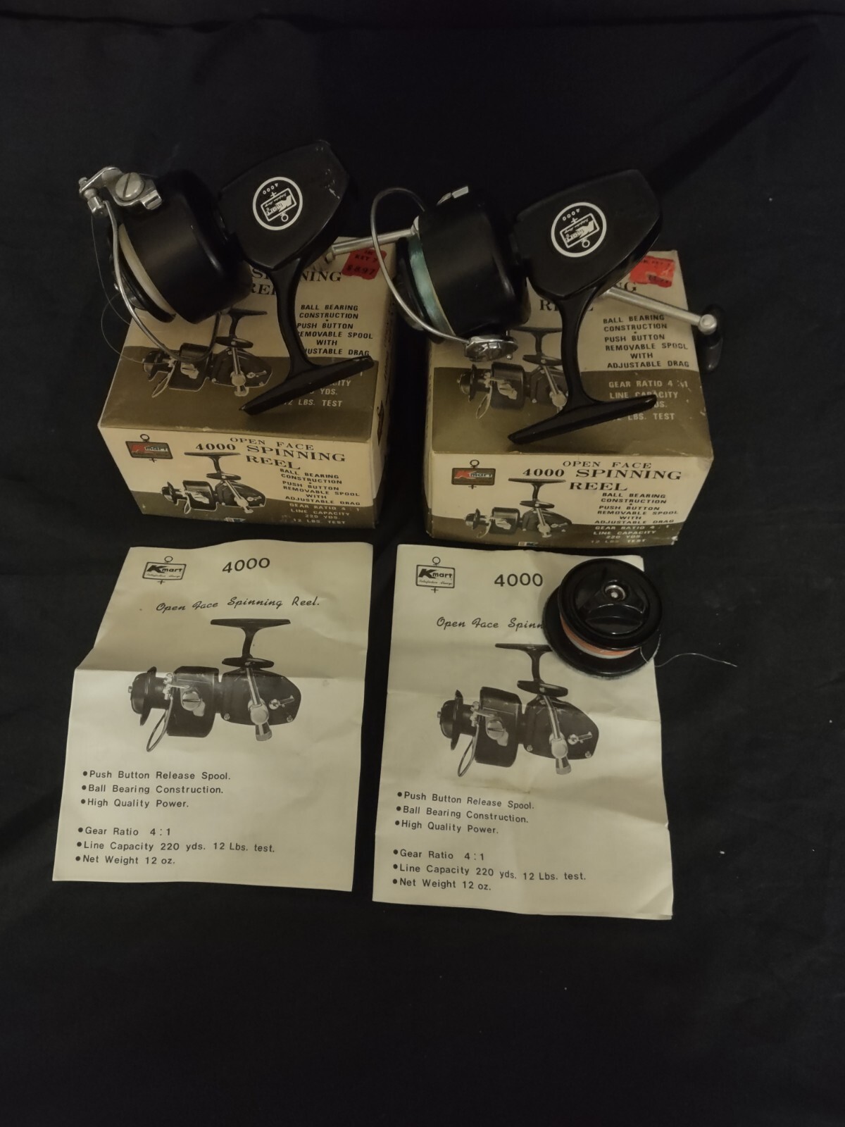 Lot Of 2 Vintage Kmart Open Face Spinning Fishing Reel Model 4000