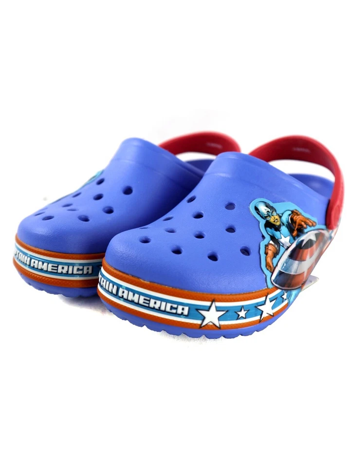 Sandalias Capitán América Var Crocs Talla 12-13 Niños Marvel Comics Avenger Azul Nuevas con Etiquetas Foto 3 de 4