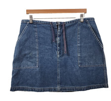 Route 66 Denim Mini Skirt Vintage 90s Y2K Size 17/18 Pockets Drawstring Zipper