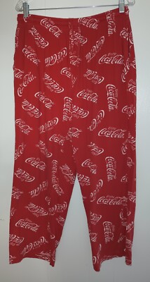 Coca Cola Lounge Pants Large 36-38 Cotton Pockets Red Preowned