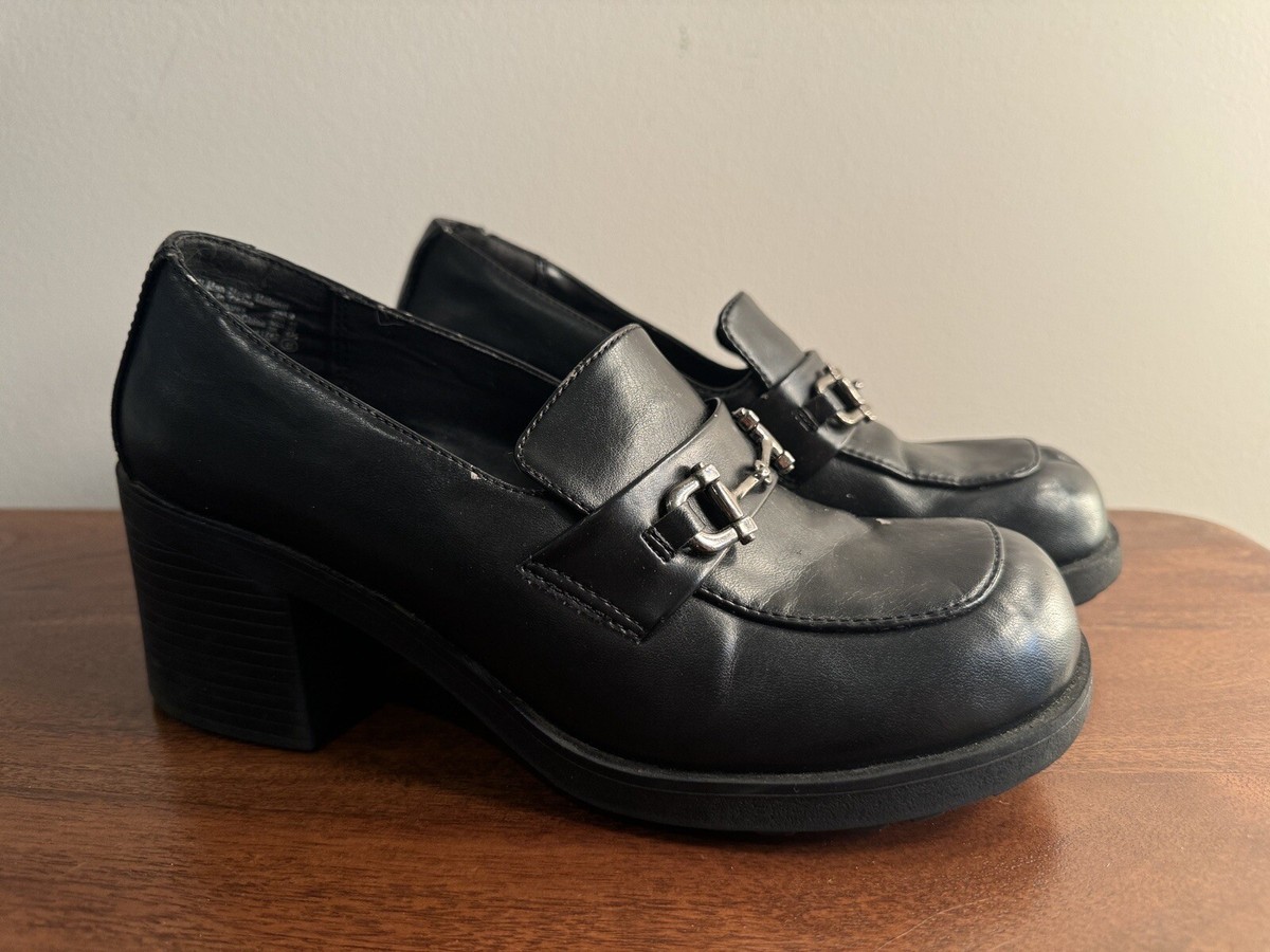 Lower East Side Shoes Womens 8 Black Chunky Heel Y2K 90's