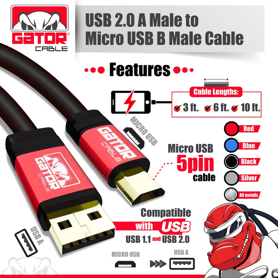 Micro USB Charger Cable Fast Charge Data Sync For Android Samsung LG HTC Moto - Image 3 of 4