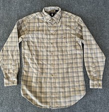 Roundtree Yorke Mens VTG Shirt Portuguese Flannel Gray Blue Windowpane Plaid