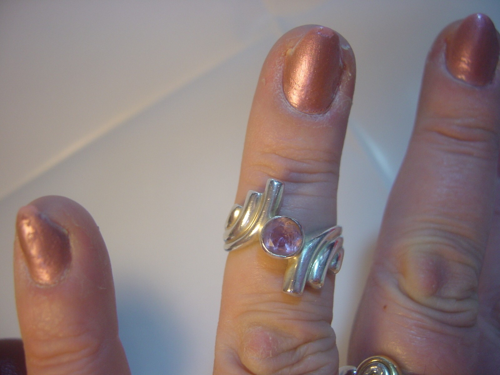 Solid Silver Vintage Ring-genuine amethyst unusua… - image 3
