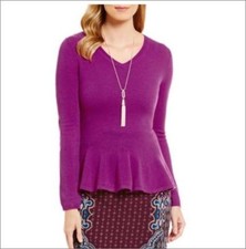 NWT Alex Marie Willow V-Neck Peplum 100 Cashmere Sweater Choose Color Size