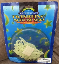 TWINKLING MOON & STARS GLOW IN THE DARK ROOM DECOR PLANETS.STARS SUPER COOL!!