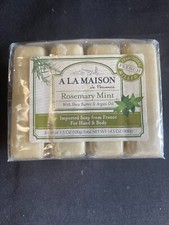 A La Maison Rosemary Mint Bar Soap with Shea Butter  Argan Oil 14 Ounce 4 Count