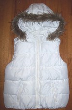 Girl 16 IMMACULATE WHITE JUSTICE PUFFER HOODIE JACKET VEST w/ FAUX FUR