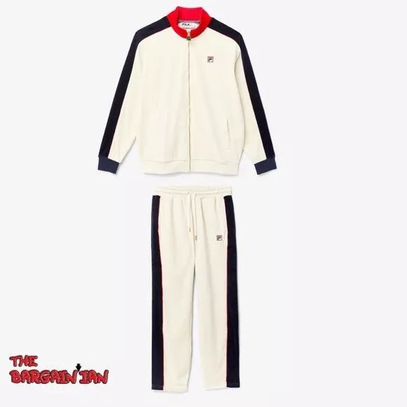 Fila Men's Velour Sweatsuit Tracksuit Beige Cream Velvet Size M L XL 2XL NWT