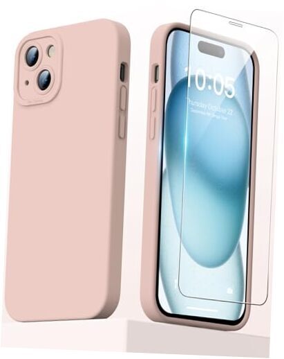 Magnetic for Case with Screen Protector - Wireless Charging iPhone 15 Baby Pink