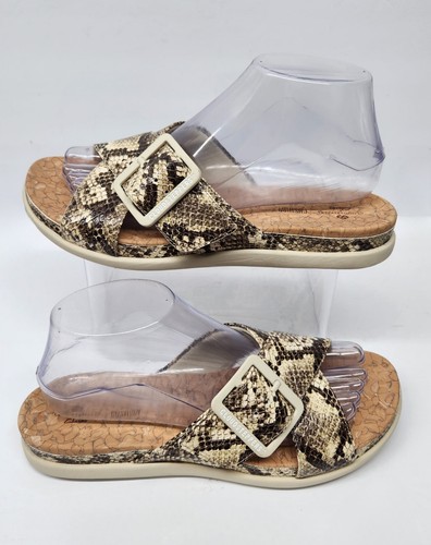 CLARKS Cloudsteppers Step June Shell Womens Size 8.5 M Snake Print Slide Sandals