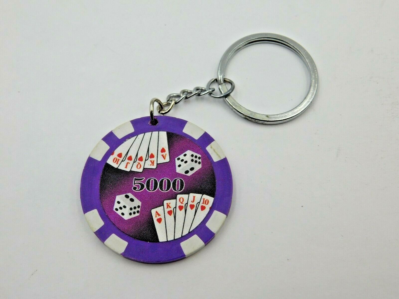 5000 Casino Chip Keychain Royal Flush Dice Purple eBay