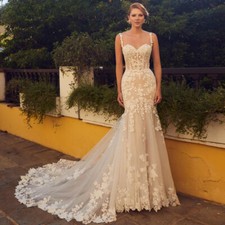 Elegant Mermaid Wedding Dresses Lace Appliques Sweetheart Bridal Gowns Train